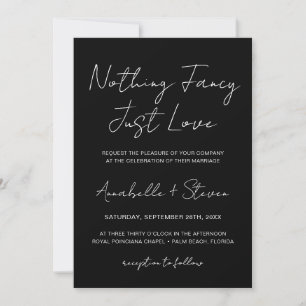 Nichts Extravagant nur Liebe Schwarz-weiß Hochzeit Einladung