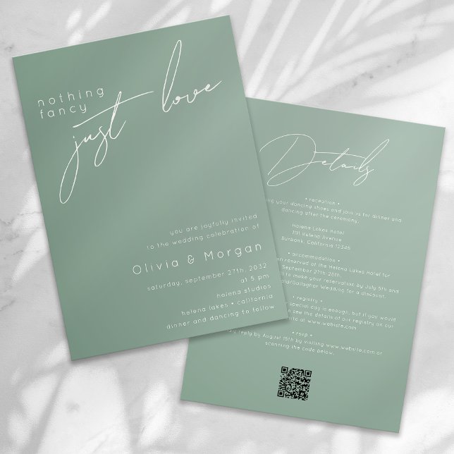 Nichts Extravagant nur Liebe Script QR Code Hochze Einladung (Von Creator hochgeladen)