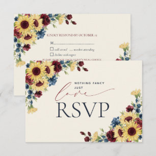 Nichts Extravagant nur Liebe Sonnenblumen Blauer B RSVP Karte