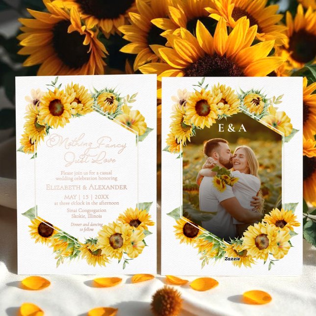 Nichts Extravagant nur Liebe Sonnenblumen Hochzeit Folieneinladung (Von Creator hochgeladen)