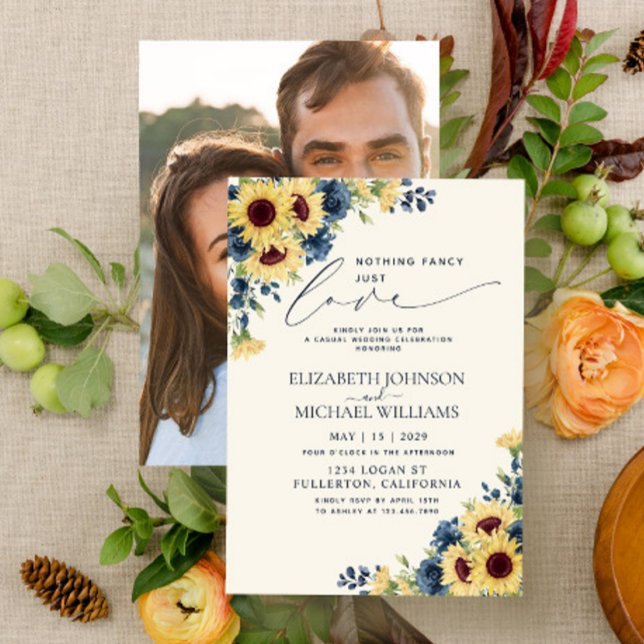 Nichts Extravagant nur Liebe Sonnenblumen Navy Blu Einladung (Von Creator hochgeladen)