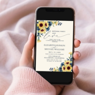 Nichts Extravagant nur Liebe Sonnenblumen Navy Blu Einladung