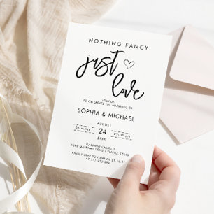 Nichts Extravagant nur Liebe White Black Wedding Einladung