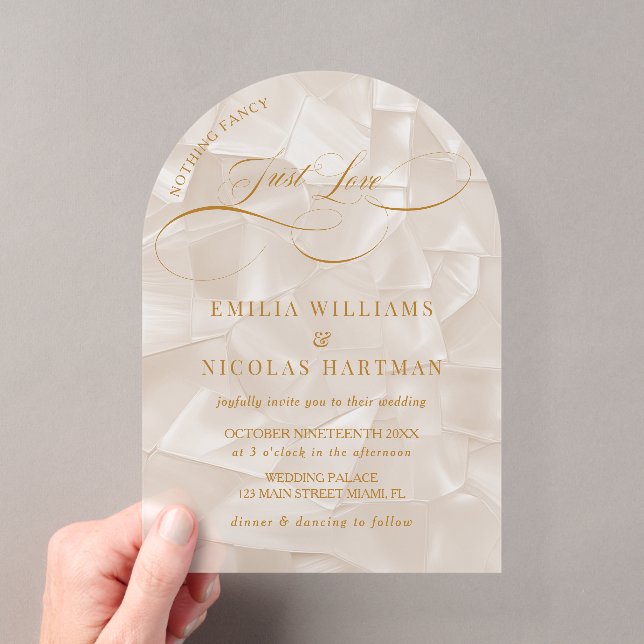 Nichts Extravagantes Beige Hochzeit Acryleinladungen (Insitu (Handheld))