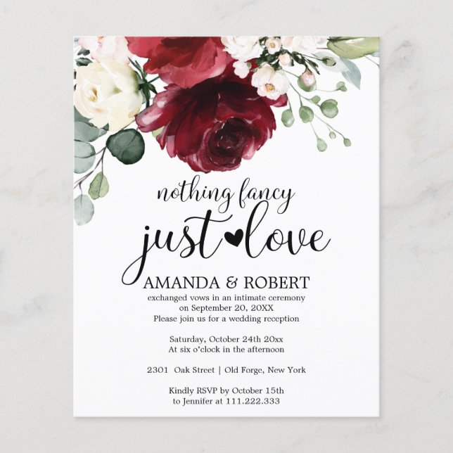 Nichts Extravagantes Budget Hochzeitseinladungen (Vorderseite)
