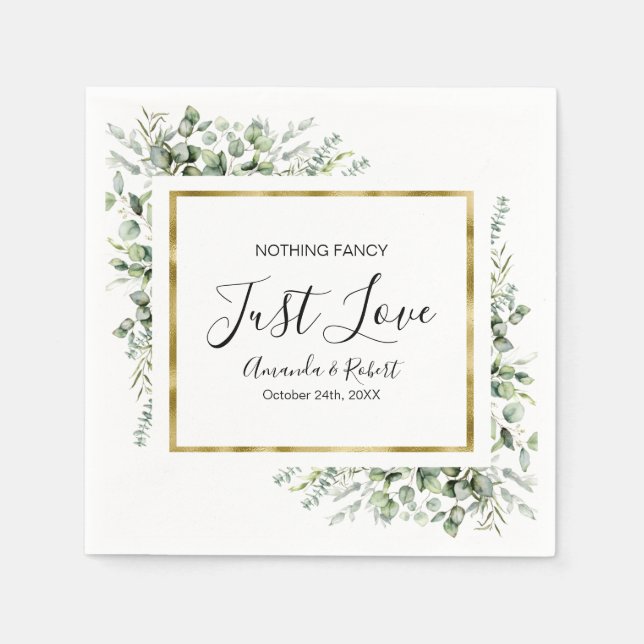 Nichts Extravagantes Greenery Gold Wedding Serviette (Vorderseite)