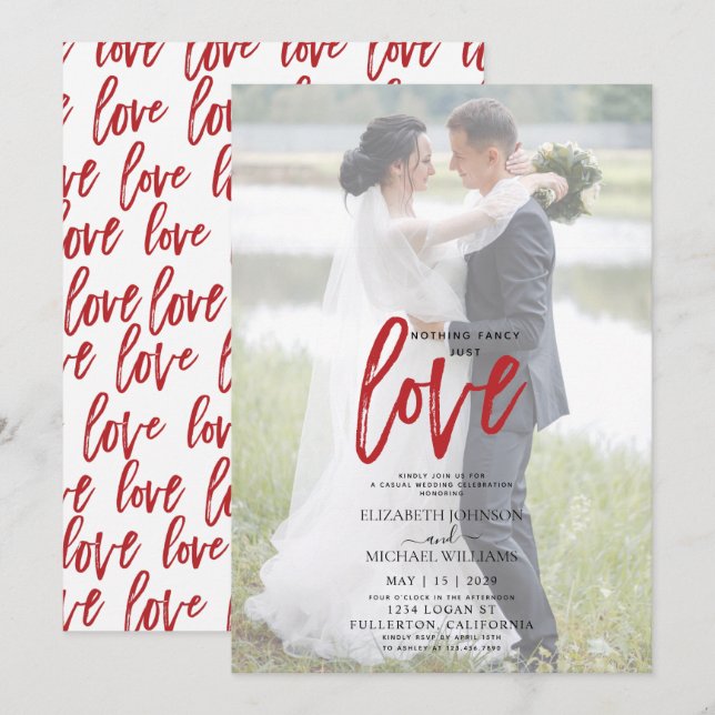 Nichts Extravagantes Lässiges Foto Vellum Wedding Einladung (Vorne/Hinten)