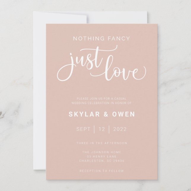Nichts Extravagantes nur Liebe Hochzeitsempfang Einladung (Vorderseite)