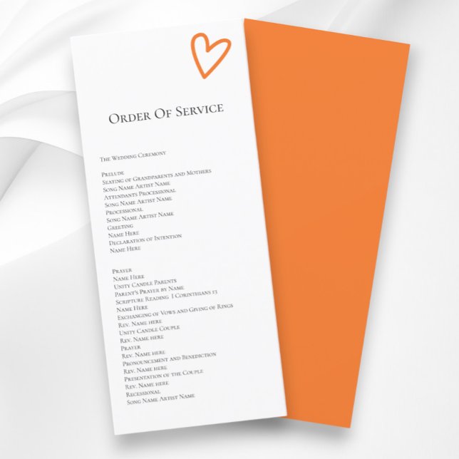 Nichts Extravagantes Service-Farbprogramm Einladung (Nothing Fancy Order of Service Colorful Programs from Ricaso. Retro wedding colors, others available)