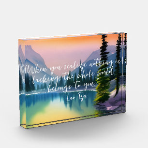 Nichts fehlt an Zen Zitat Friedliche Seenlandschaf Fotoblock