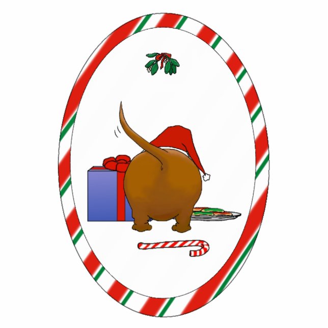 Nichts Hintern eine Dackel-Weihnachtsverzierung Fotoskulptur Ornament (Vorne)