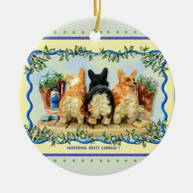 Nichts HinternCorgis! Verzierung Keramikornament (Vorne)