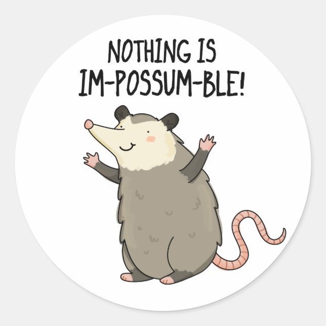Nichts ist im-possum-ble lustige Possum Pun Runder Aufkleber (Vorderseite)