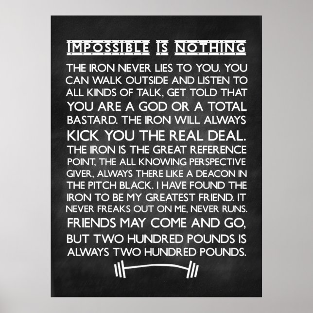 Nichts ist unmöglich Gym Motivierend Chalkboard Poster (Vorne)