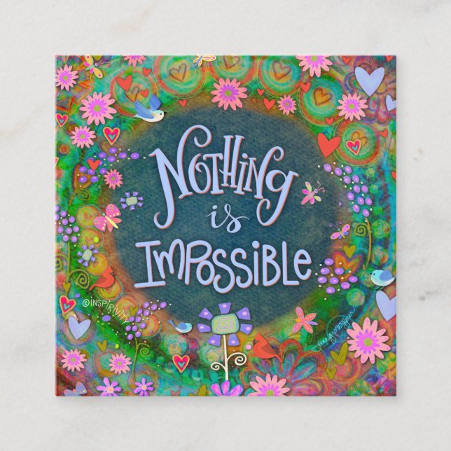 Nichts ist Unmögliche Inspirivity Kindcards Quadratische Visitenkarte (Vorderseite)
