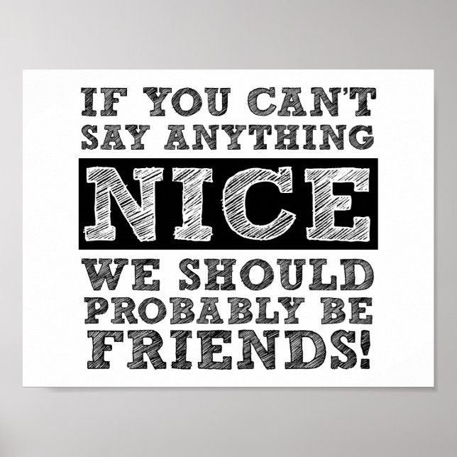 Nichts Schönes lustiges Poster sagen (Vorne)