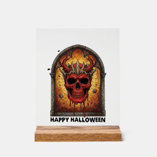 Nichts Schreckt Mich Rot Gehörnter Totenkopf Spinn Acrylschild