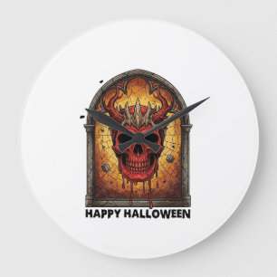 Nichts Schreckt Mich Rot Gehörnter Totenkopf Spinn Große Wanduhr