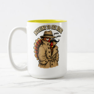 Nichts zu sehen hier, Truthahn-Erntedankfest Zweifarbige Tasse