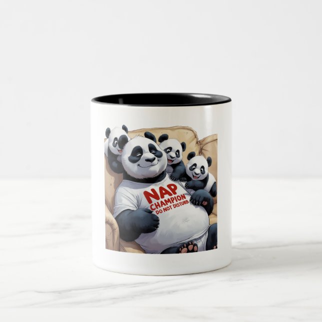 Nickerchen Champion - Funny Panda Vater Sleep Zweifarbige Tasse (Mittel)