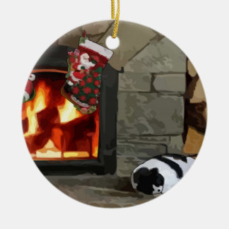 Nickerchen machen durch den Kamin Keramikornament