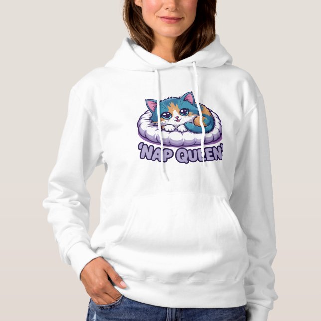 Nickerchen Queen Kawaii Cat Hoodie (Vorderseite)