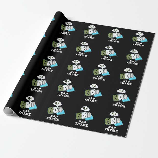 Nickerchen Thyme Funny Sleeping Herb Pun Dark BG Geschenkpapier (Ungerollt)