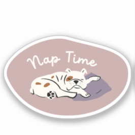 "Nickerchen Time" Schlafbulldog beige Ästhetik Aufkleber
