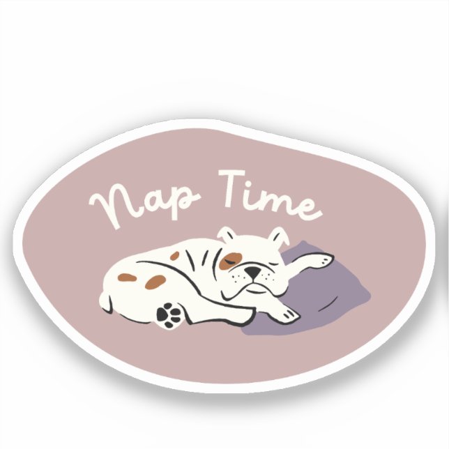 "Nickerchen Time" Schlafbulldog beige Ästhetik Aufkleber (Vorderseite)