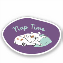 "Nickerchen Time" Schlafbulldog lila und aqua