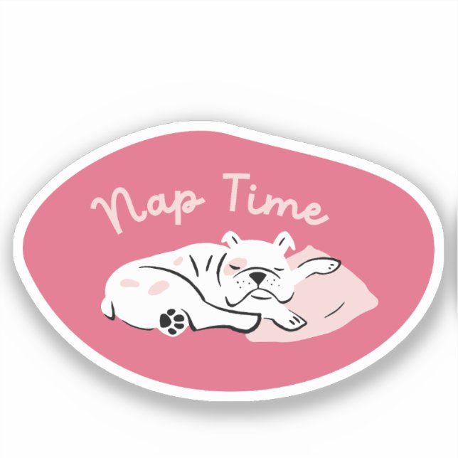 "Nickerchen Time" schlafende Bulldogge Kirschblüte Aufkleber (Vorderseite)