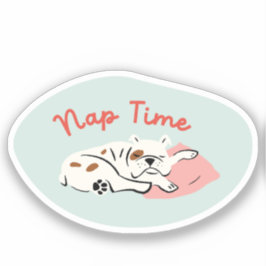 "Nickerchen Time" schlafender Bulldogge Minzgrün R Aufkleber