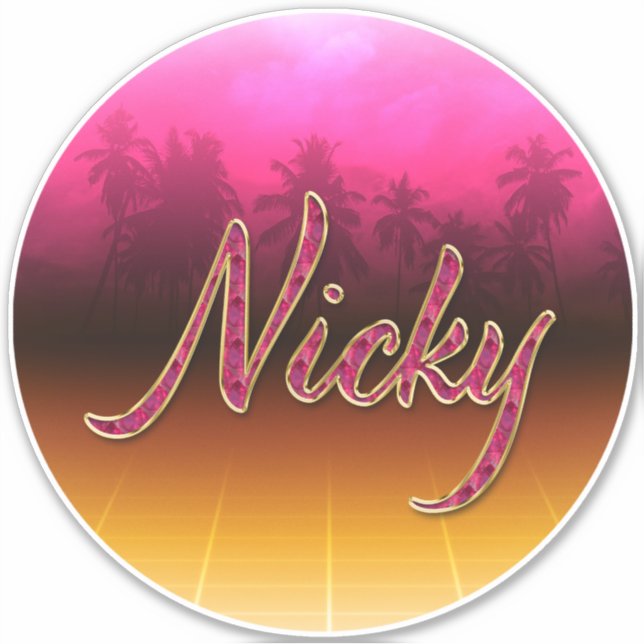 Nicky Prénom Golden Pink Autocollants (Devant)