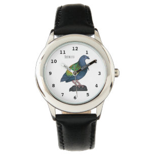 Nicobar Taube Cartoon Illustration Armbanduhr