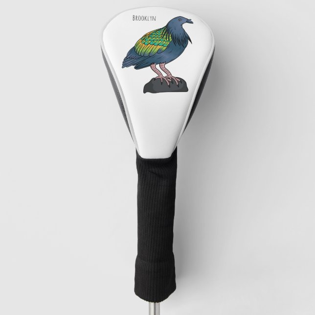Nicobar Taube Cartoon Illustration Golf Headcover (Vorderseite)