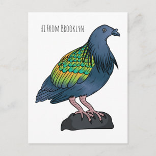 Nicobar-Taube Vogel Cartoon-Illustration  Postkarte