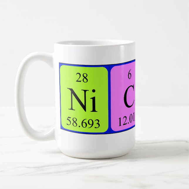 Nicola Namen-Tasse periodischer Tabelle Kaffeetasse (Links)