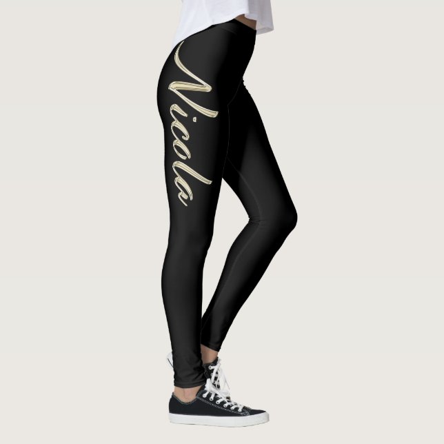 Nicola white gold Handwriting Hose Leggings (Rechts)