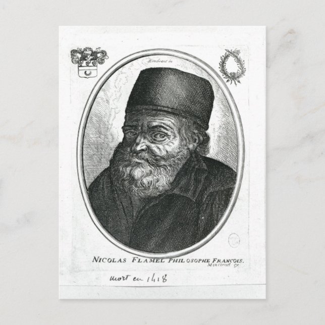 Nicolas Flamel graviert von Balthazar Moncornet Postkarte (Vorderseite)