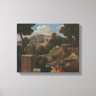 Nicolas Poussin - Landschaft mit Saint John Leinwanddruck