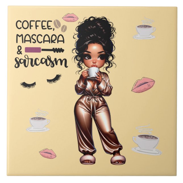 Nicole Coffee & Mascara Keramik Tile Fliese (Vorderseite)