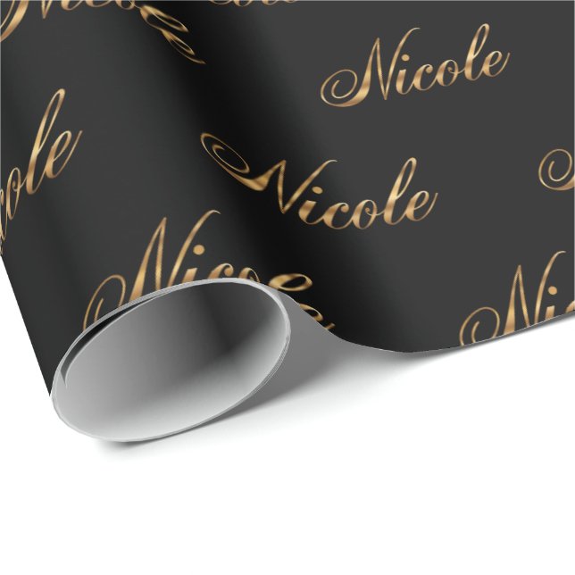 Nicole gold Design Lettering Geschenkpapier (Rolleneckpunkt)