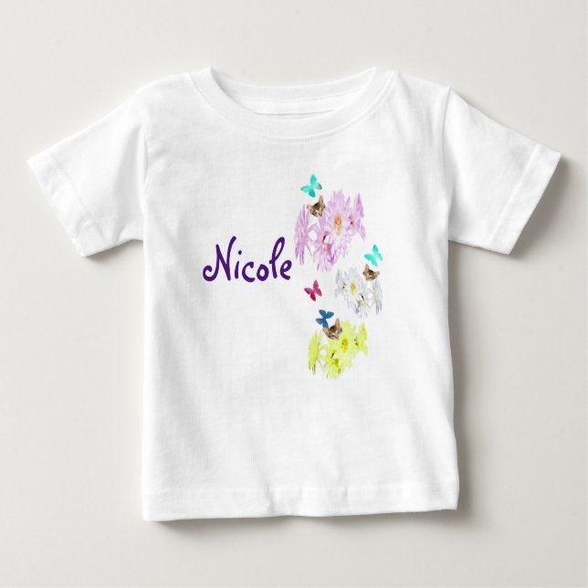 Nicole, Name mit Kätzchen, Baby T-shirt (Vorderseite)