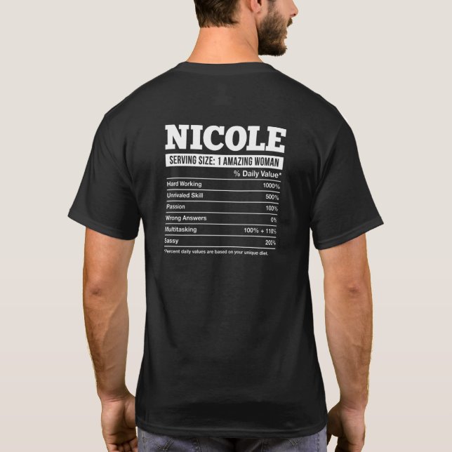 Nicole Nutrition Fakten Personalisierter Name Ni T-Shirt (Rückseite)