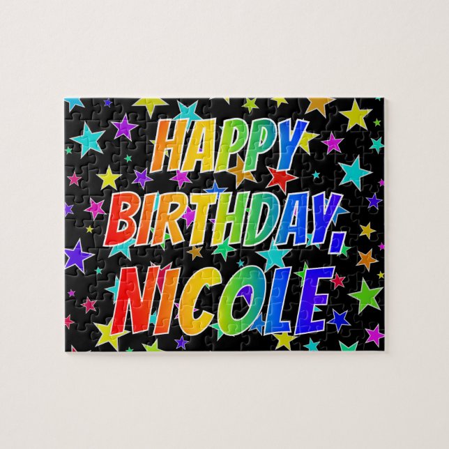 "NICOLE" Vorname, Spaß "GLÜCKLICHER GEBURTSTAG" (Horizontal)
