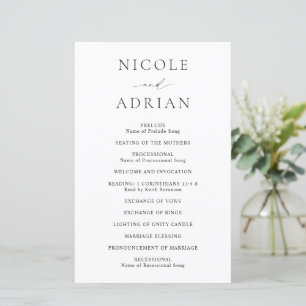 Nicole White Elegant Wedding Programme