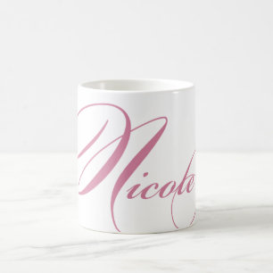 Nicolepersonalisierte Namenskaffee-Tasse - Rosa Kaffeetasse