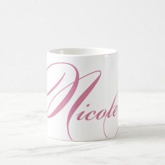 Nicolepersonalisierte Namenskaffee-Tasse - Rosa Kaffeetasse