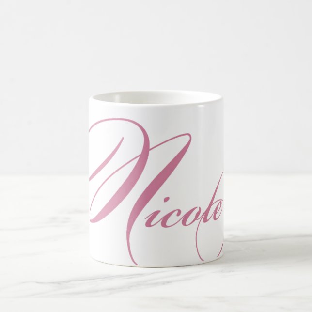 Nicolepersonalisierte Namenskaffee-Tasse - Rosa Kaffeetasse (Mittel)