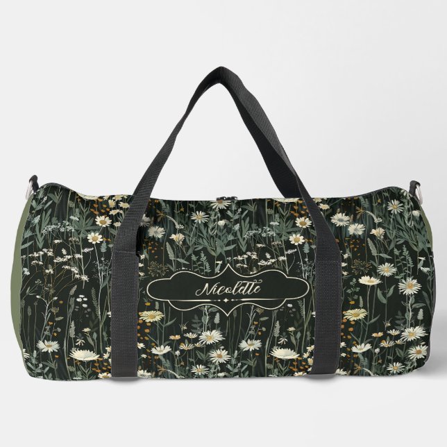 Nicolette Dark Daisy Floral Duffle Bag (Vorderseite)